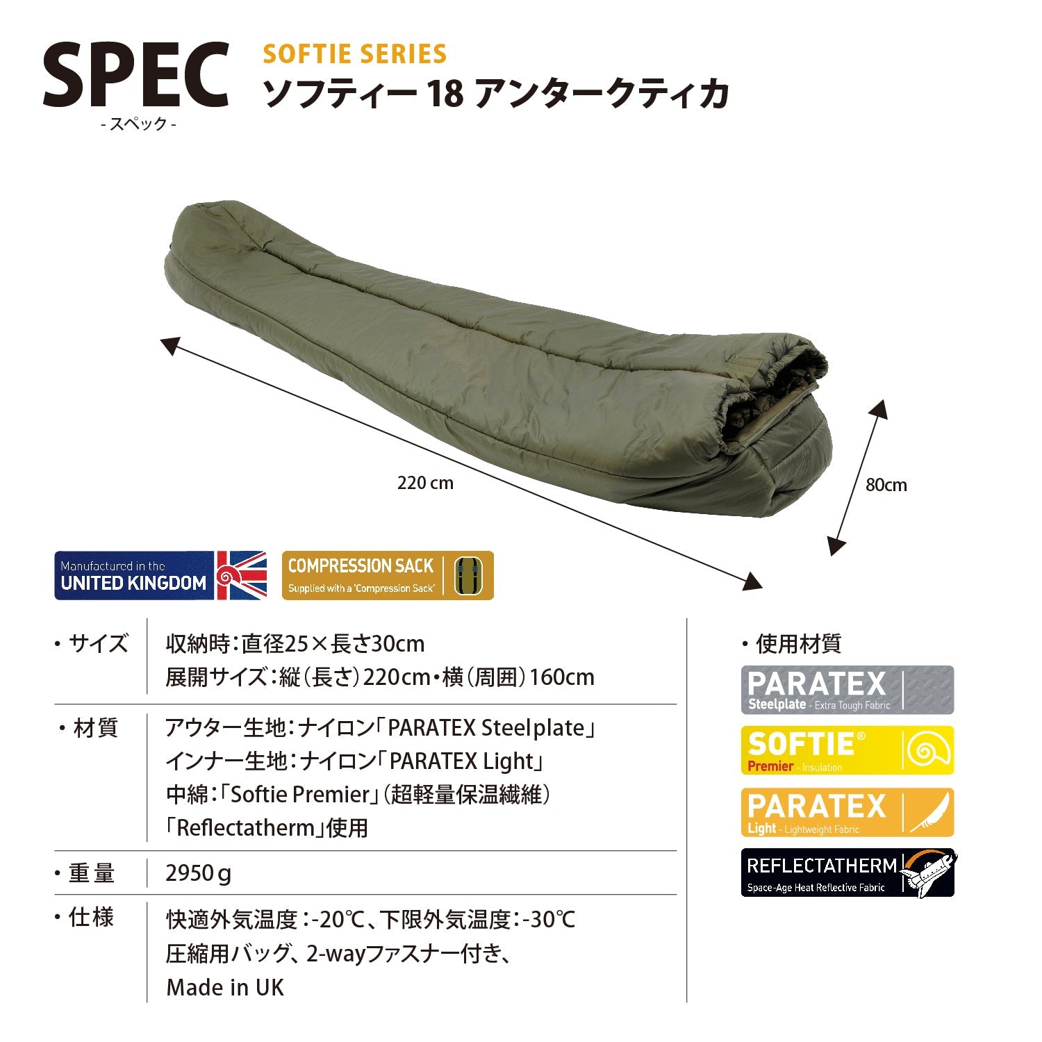 Snugpak(スナグパック) ソフティー18 アンタークティカ センタージップ (単色)