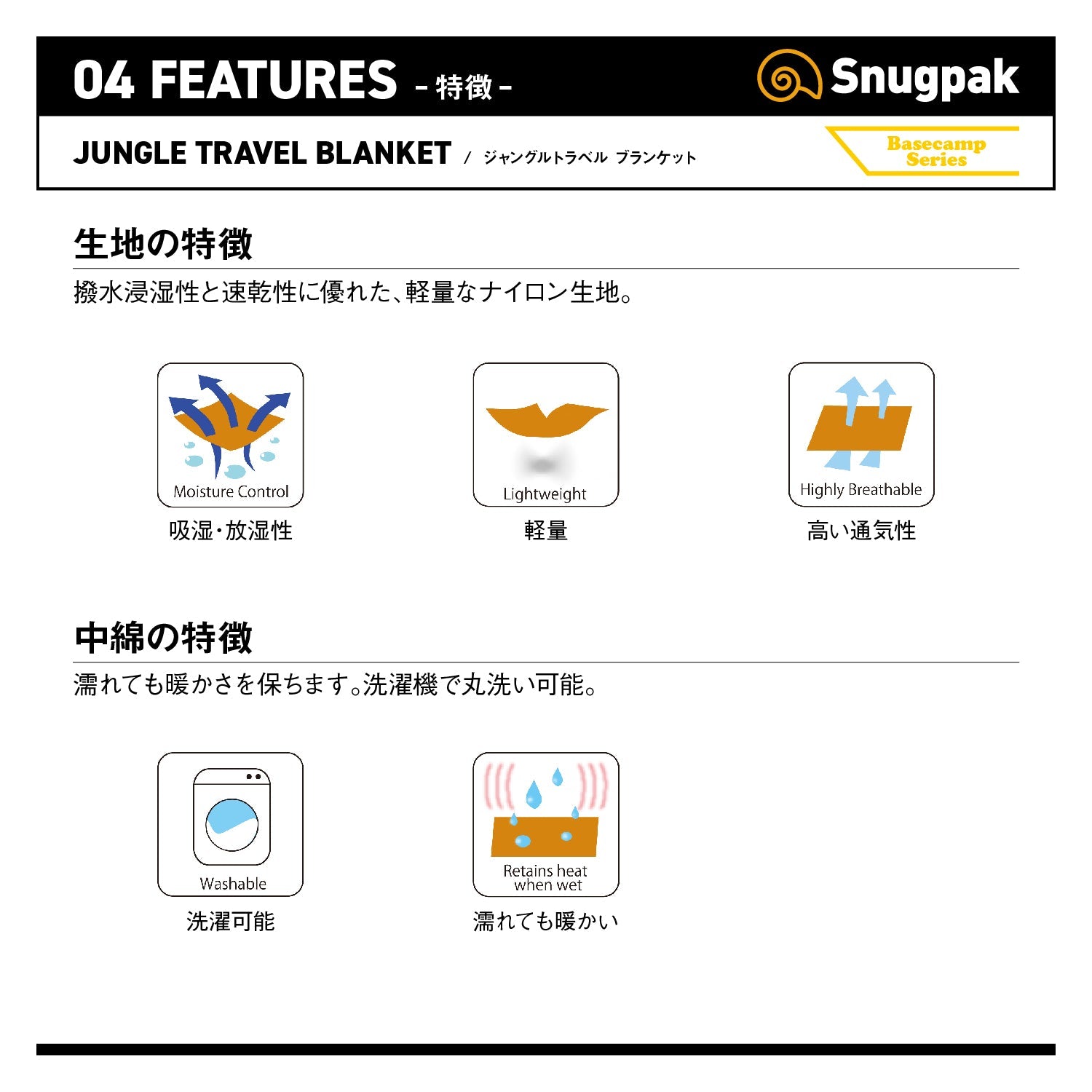 Snugpak(スナグパック) ジャングルトラベル ブランケット (単色)